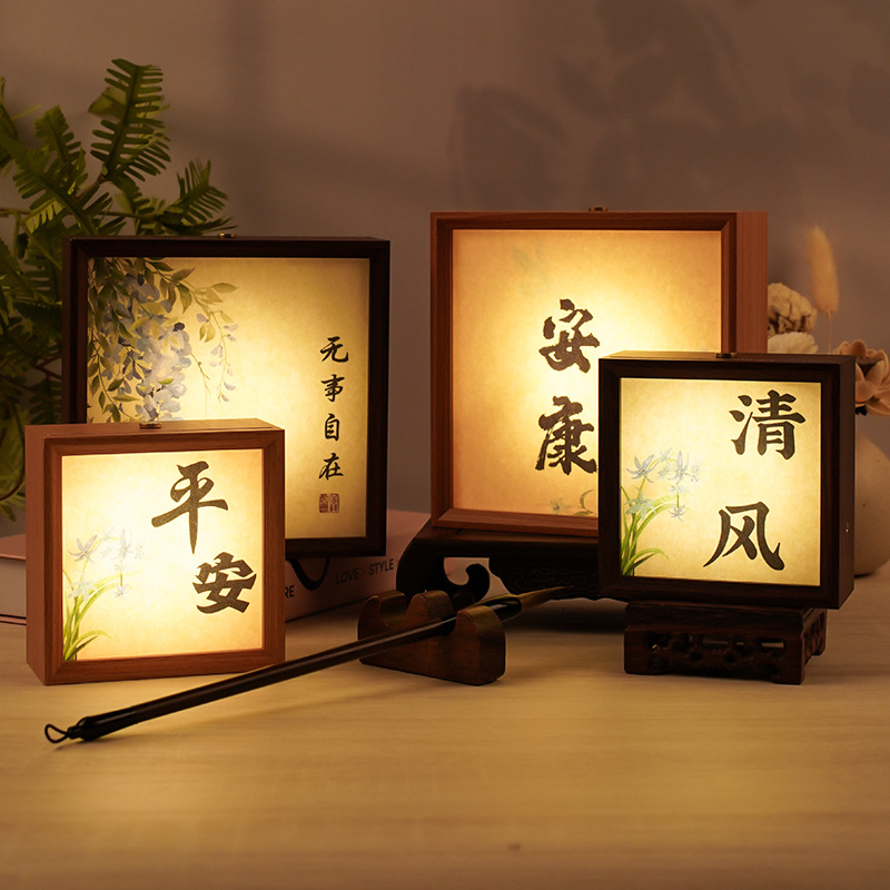 相框小夜灯摆台画框批发LED充电款小夜灯摆件触摸方形桌