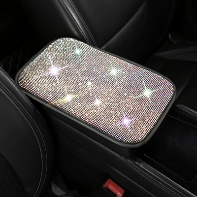 interior decoration pad, TikTok, Shein, Armrest box pad - colorful-hot-stamped-rhinestones