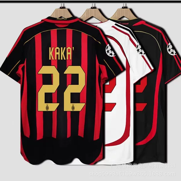 0607 Ac Milan Jersey Home and Away 22 Kaká 80 Ronaldinho 21 Pirlo Fan Version Football Shirt Retro