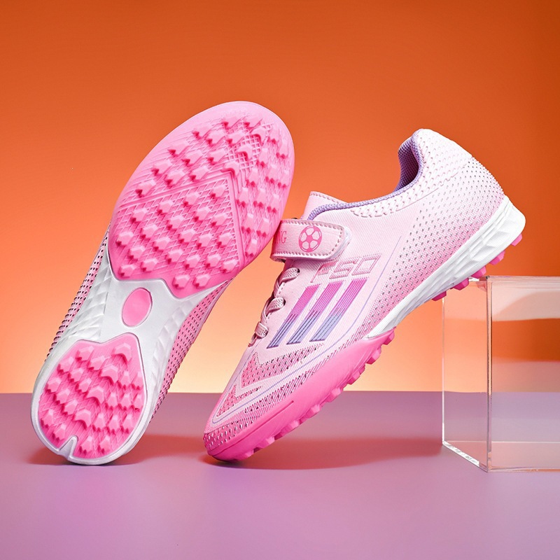 Zapatos de Fútbol Infantil con Velcro de Suela de TPU y Caucho con Amortiguación para Césped