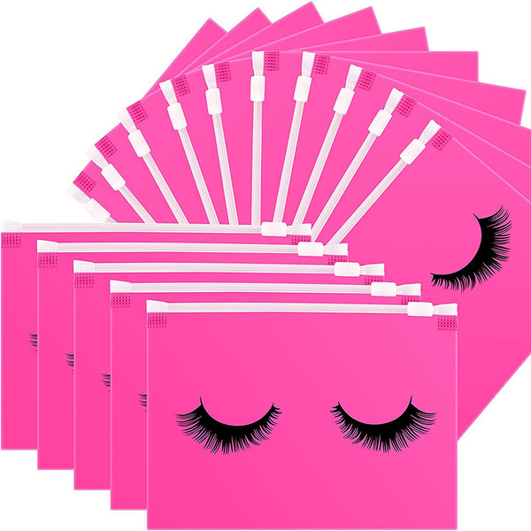 fuchsia black storage bag for eyelashes with zipper