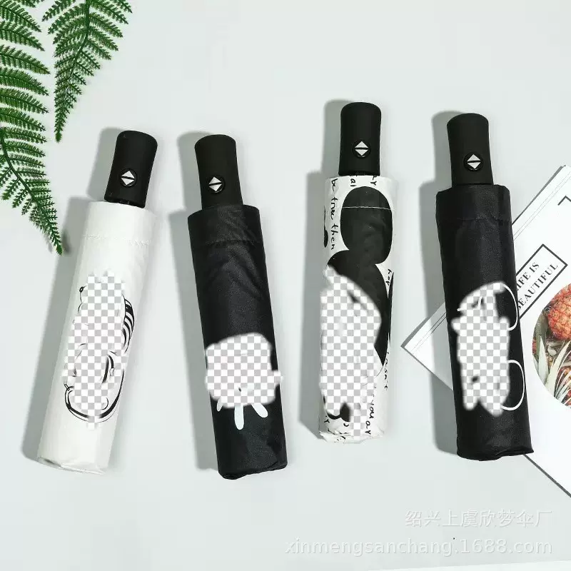 全自动三折可爱动画卡通伞黑胶遮阳伞太阳伞晴雨两用雨傘批发