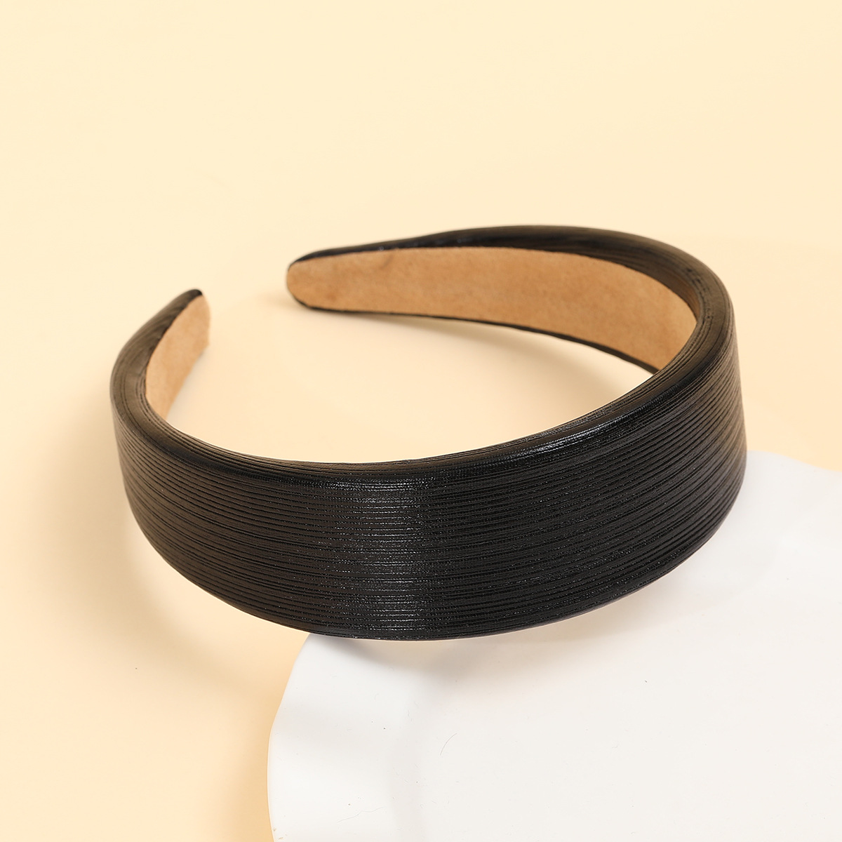 Nuevo metal coreano PU cuero cabello brazaje decoración diaria esponja plateada alta cabeza de cabeza