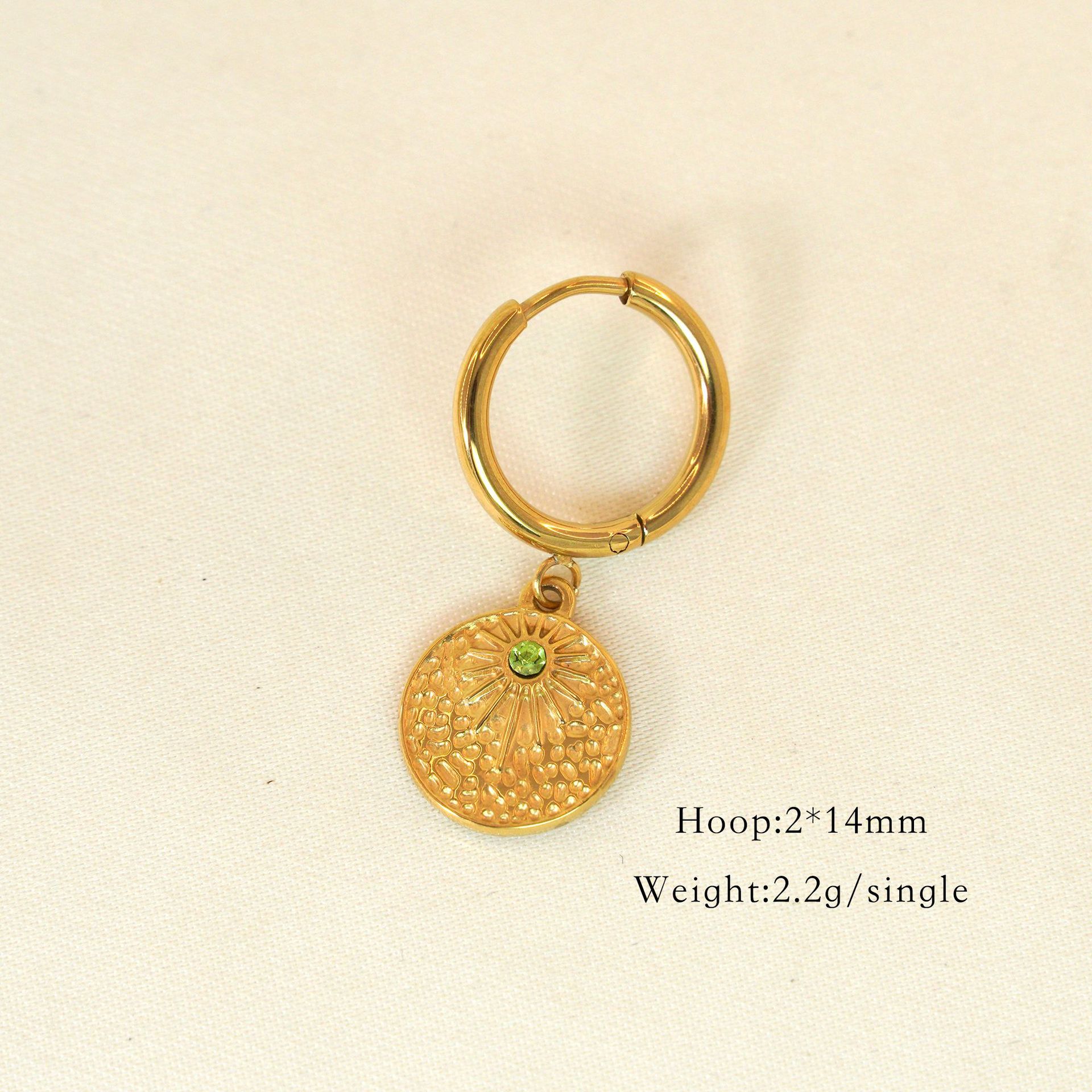 8g Weight PVD Coated Gold Plating Process 304 Stainless Steel Ear Needle Material Charm Sleeper Hoop Earrings, Drop Earrings Classification 1 Piece Quantity Daily, Date Occasion natural stone, Titanium Steel Material Printing, Round, Sun Pattern All Seasons Season Women's Gender Polished Finish Elegant Style 1 Piece Elegant Printing Round Sun Natural Stone Titanium Steel PVD Coated Charm Sleeper Hoop Earrings Drop Earrings 15