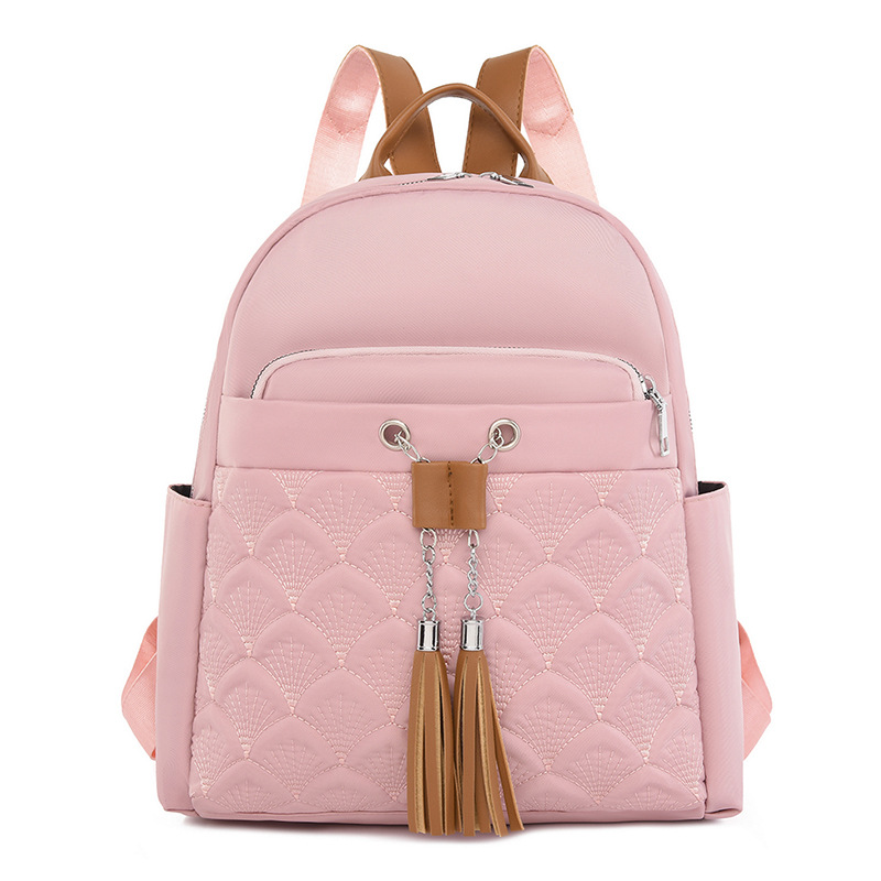 Bolsos para mujer 2023 nuevas señoras mochila de tela Oxford moda borla color de contraste mochila de viaje mochila escolar para estudiantes marea