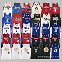 Оптовые футболки 76ers № 21 Эмбиид № 1 Харден № 3 Айверсон № 0 № 6 экспортная баскетбольная форма