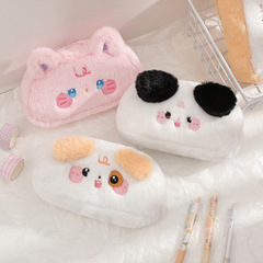 Hisocute原創萌系少女毛茸茸卡通筆袋學生狗狗鉛筆收納袋文具包包