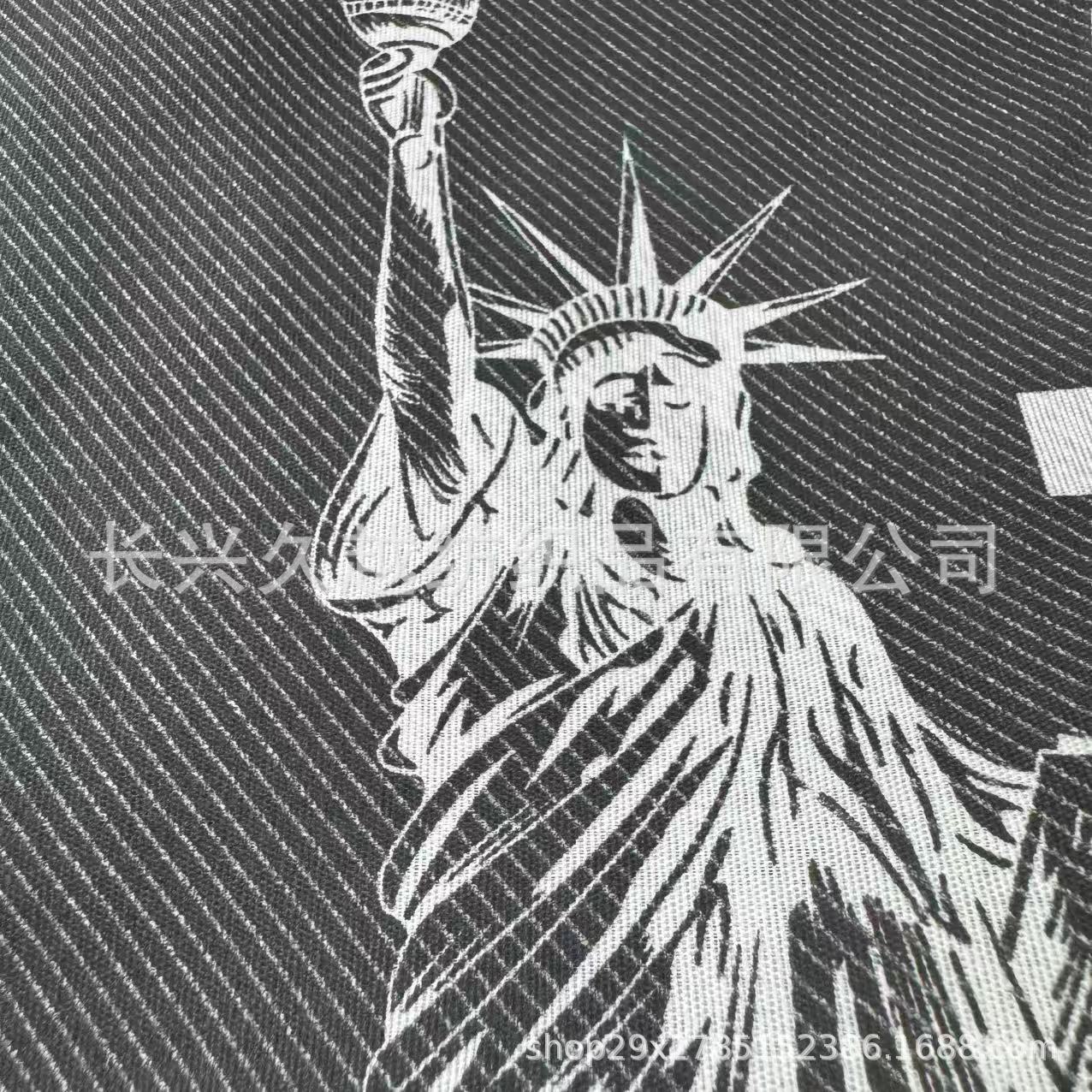 自由女神巴黎铁塔图案厂家批发全涤涂料印花白浆65克印花磨毛布