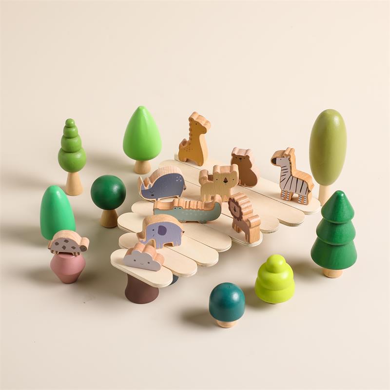 Children's shatterproof cognitive cute Jenga from natural wood
