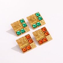 时尚复古钛钢耳环气质简约宫廷民族风不锈钢耳环镀18K金环保耳环