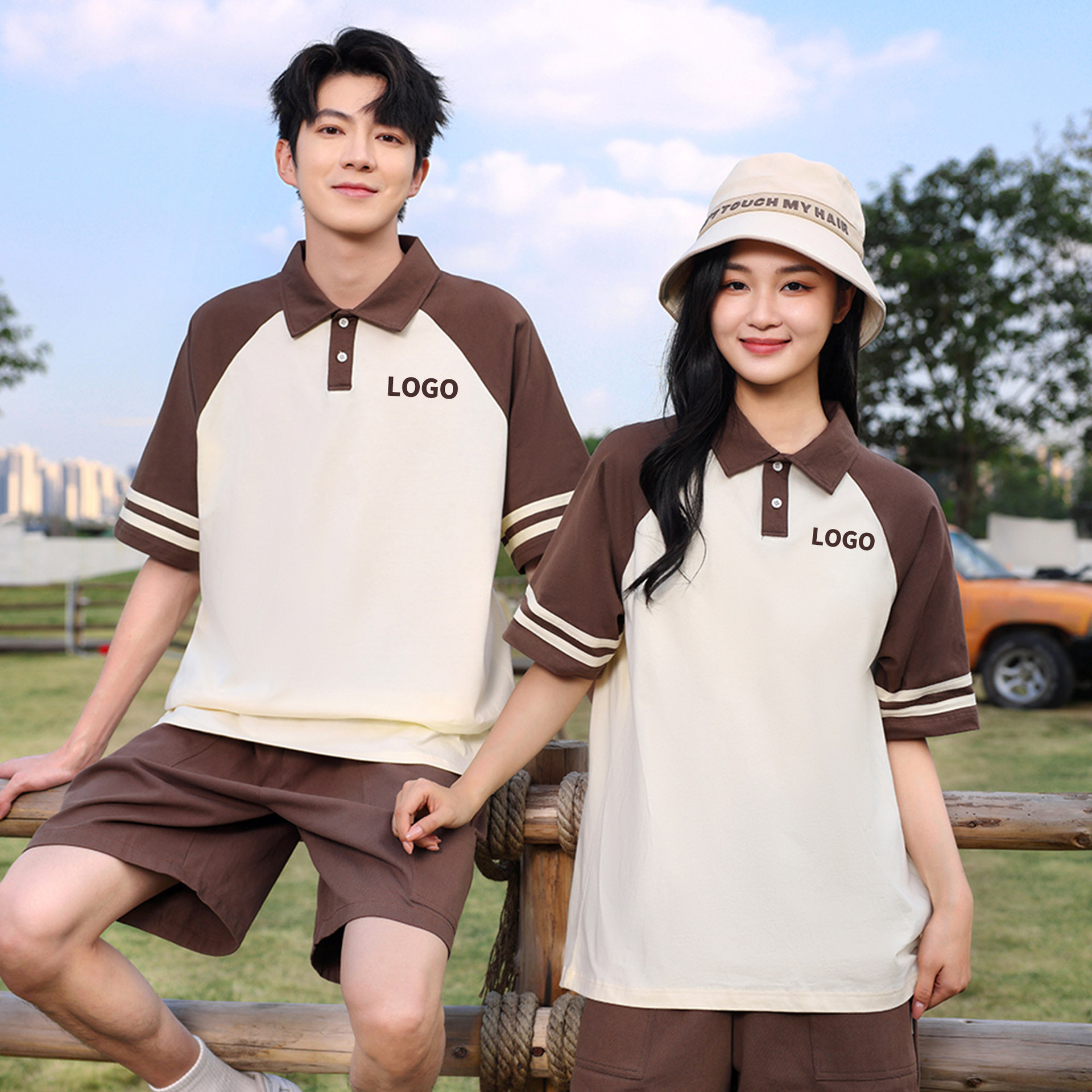 Camisas de trabajo de algodón 200G personalizadas, camisas culturales de doble palo con solapa de hombro, camisa polo, chaqueta suelta casual de primavera