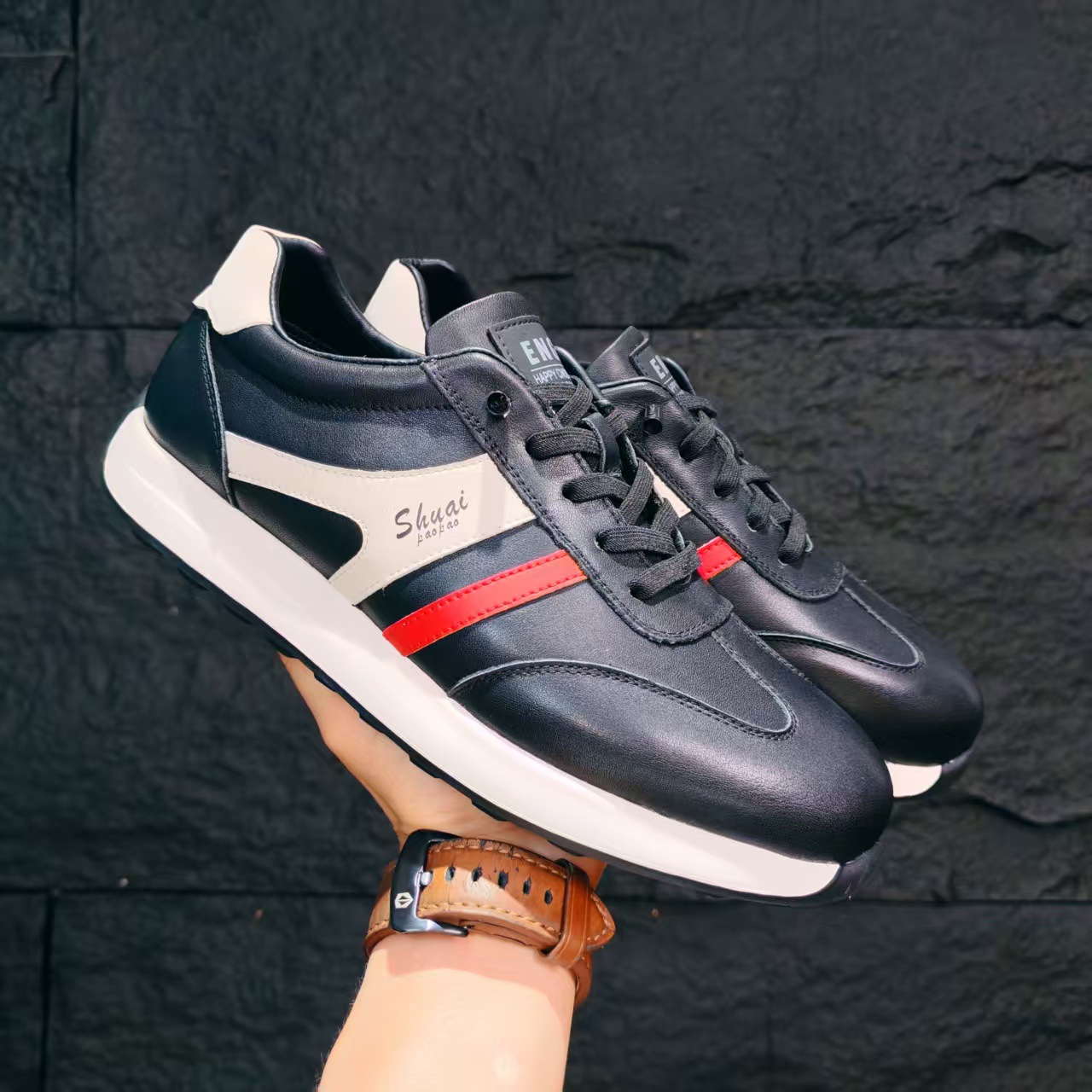 [Cuero de vaca] Nuevo cuero de vaca de negocios, deportes de ocio, estilo transpirable, fondo grueso, cuatro estaciones