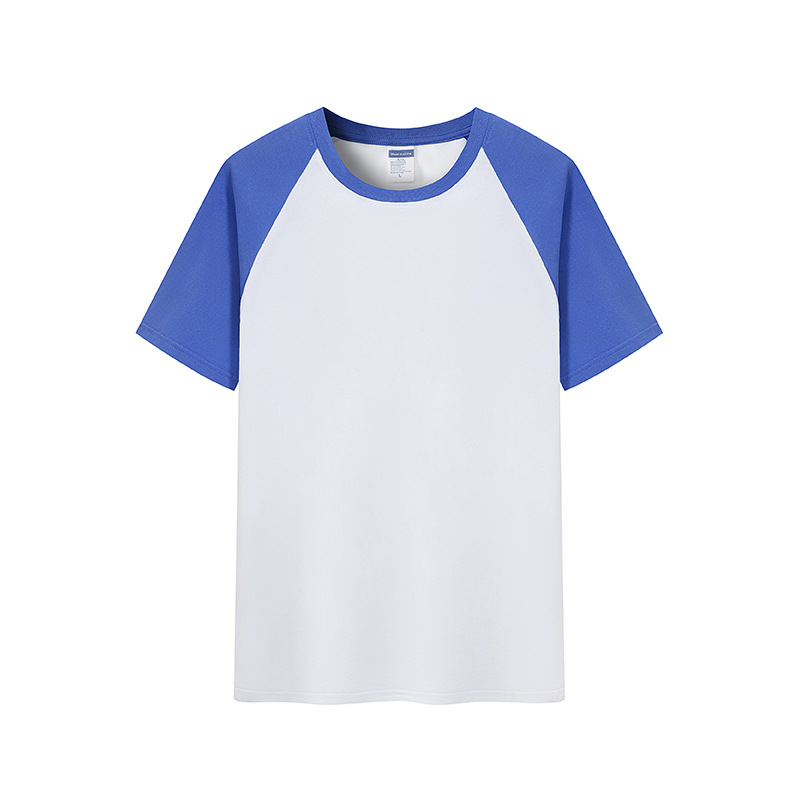 Verano nuevo 200g Raglan color a juego de manga corta camiseta juventud algodón retro contraste suelto color cuello redondo top