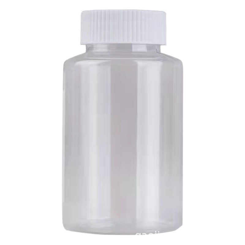 Espesado 15 20 30ml100 plástico transparente Boca Grande botella de muestreo pequeña botella de medicina cubierta negra botella de muestra sellada