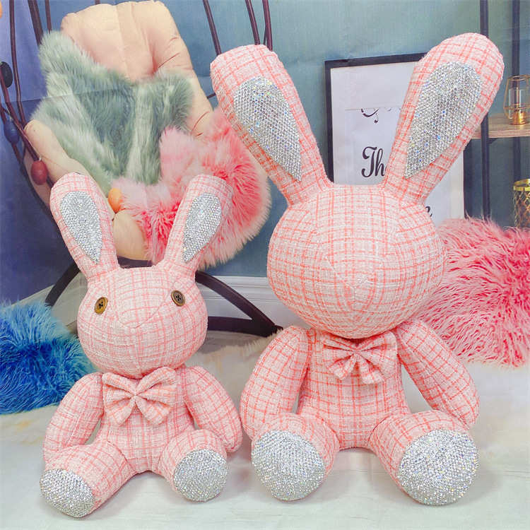 One-Piece Drop-Shipping Internet-Famous Diamond-Encrusted Rabbit Plush Toy with Diamonds, Rabbit-Themed Birthday Gift, Living Room Display Ornament