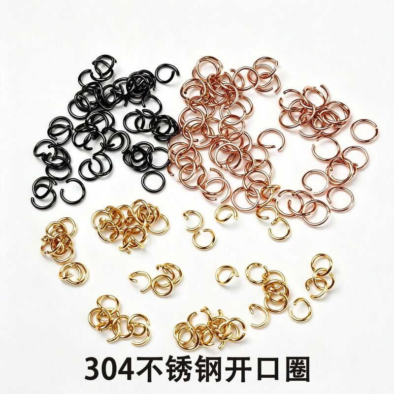 304 Stainless Steel Open Ring Vacuum Electroplated 18K Gold Electrophoresis Black Bracelet Necklace Connecting Ring DIY Jewelry Accessories 304 Stainless Steel Open Ring Vacuum Electroplated 18K Gold Electrophoresis Black Bracelet Necklace Connecting Ring DIY Jewelry Accessories