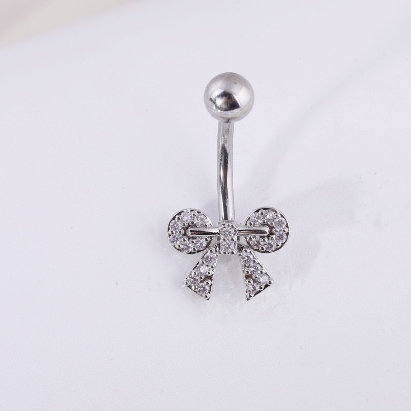 Zircon Bow Leaf Navel Ring Belly Button Ring Piercing Jewelry Wholesale detail image 7