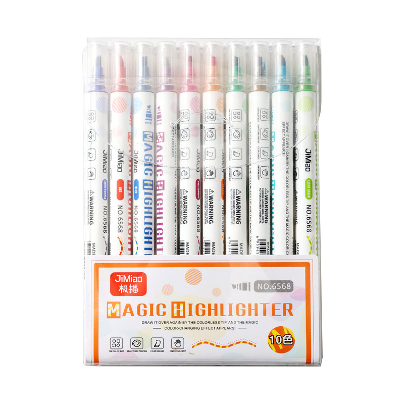 El resaltador recomienda que cambia de color pluma de acuarela cuenta de mano pincel de pintura para niños pluma de graffiti rotulador de doble cabeza de 10 colores