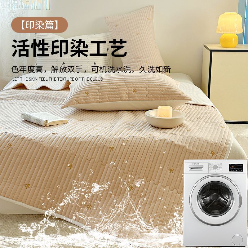 Tapa de cama acolchada de algodón lavado pieza individual 2025 nueva funda de almohada de sábana de tatami para niños de cuatro estaciones