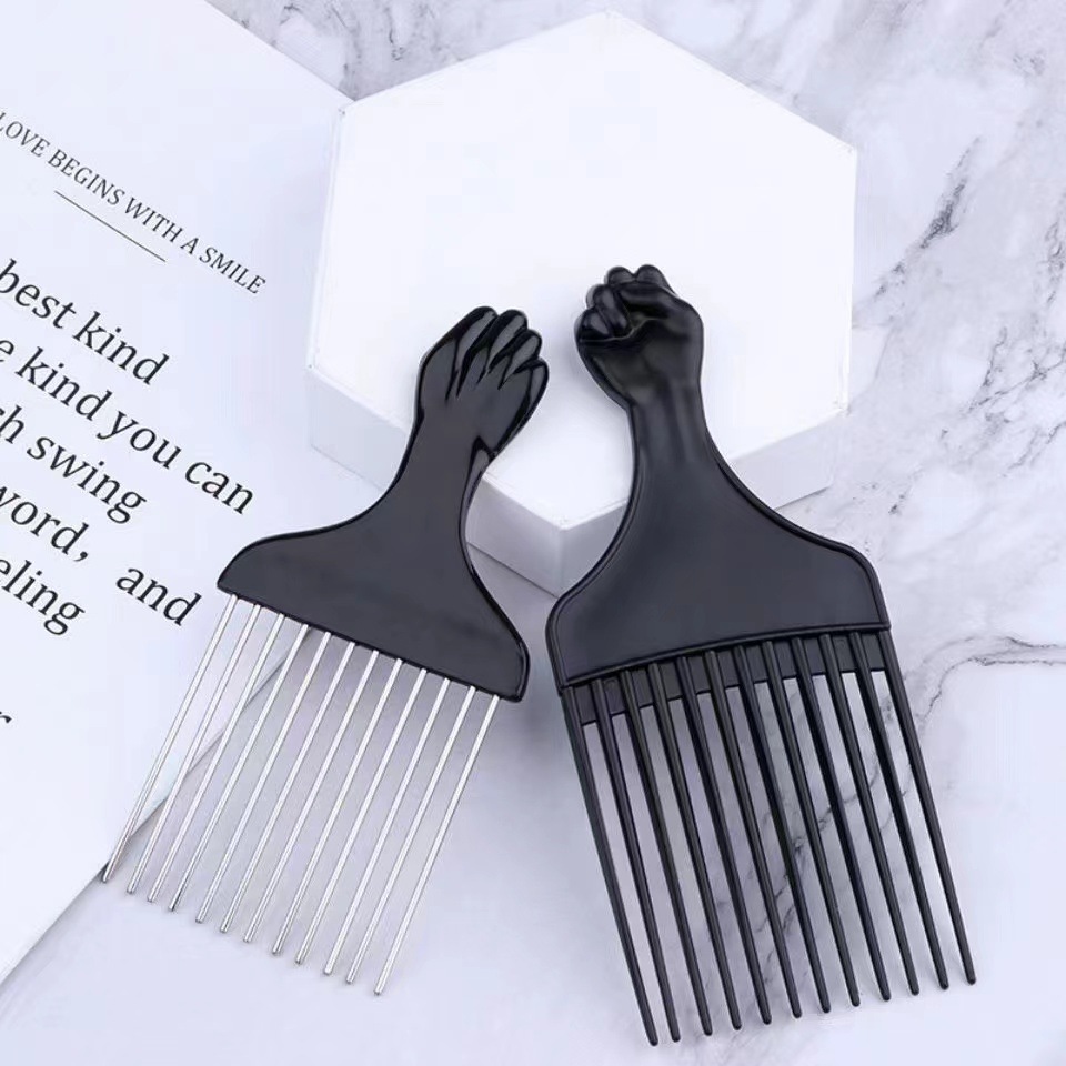 Punto del fabricante Peine de aguja de acero de plástico negro Peine especial para corte de pelo Peine multifunción para hombre