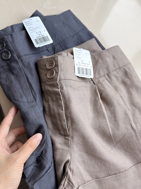 Mowei Home Export Order Breathable 100% Linen Women's Casual Rolled Hem A-Line Wide-Leg Shorts Women's Summer