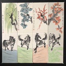 古玩收藏字画仿近代画徐悲鸿玉马欲驰仿古字画图装饰工艺品带证书