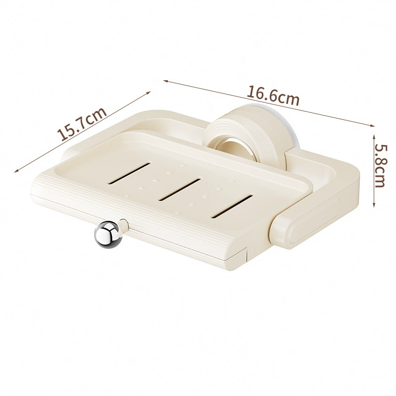 Soap holder wall shelf, rotating suction cup drying rack, cream, multi-size storage