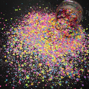 Solvent Resistant Matte Fluorescent Color Mixing Size Hexagon PET Glitter Nail Art Glitter Makeup Christmas Gift