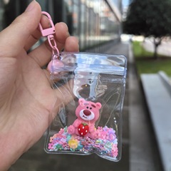 かわいい漫画イチゴクマかわいいポケットキーホルダーペンダント学生親友カップルギフトペンダント発光ペンダント