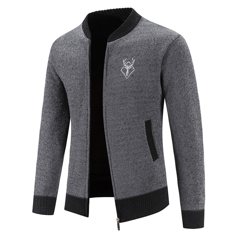Felpa con cappuccio e cerniera foderata in pile da uomo – Cardigan oversize stile streetwear coreano (poliestere antirughe, 5 taglie, orlo a coste)_voghion.com