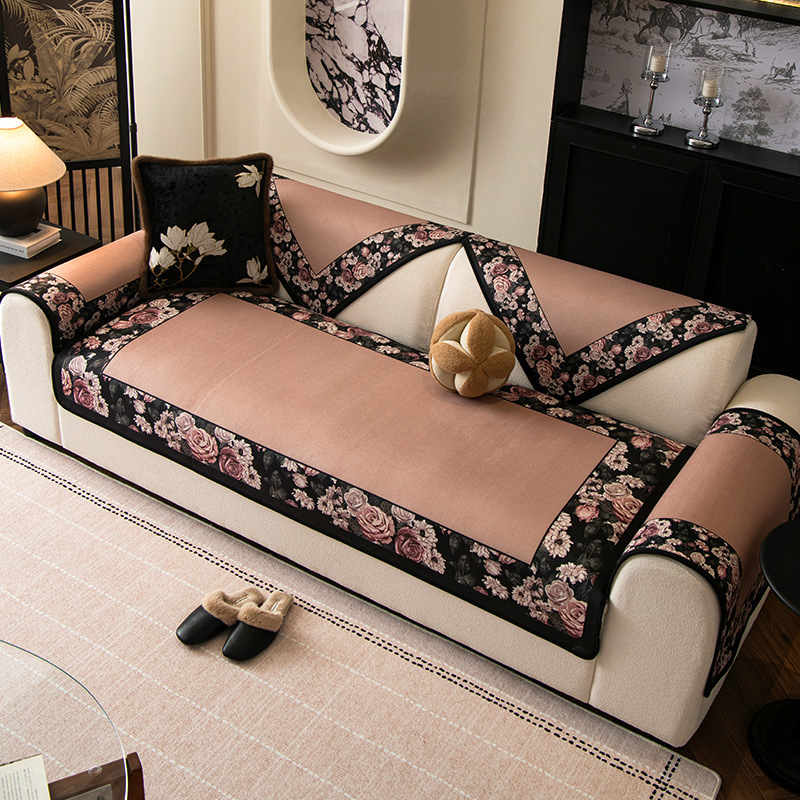 Medieval 2025 nuevo sofá general cuatro estaciones cojín toallas de tela francesa retro cojín fijo cojín antideslizante