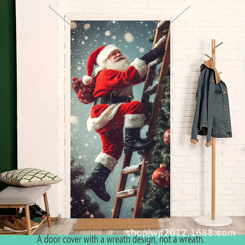 TEM Amazon transfronterizo nueva decoración de la cubierta de la puerta de Navidad rojo Santa Claus regalo cubierta de la puerta ambiente festivo fiesta