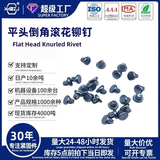 小型平脑滚花铆钉倒角膨胀铭牌直竖纹渗碳蓝白锌标牌M2.4*2.5定制