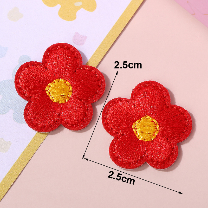 新鮮でかわいい小さな花の刺繍パッチステッカーミニカラーホットメルト接着剤刺繍ラベルバッグ靴と帽子装飾布ステッカー|undefined