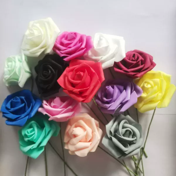 7cm with Rod PE foam roses simulation roses holding flowers wedding candy box accessories paper flowers