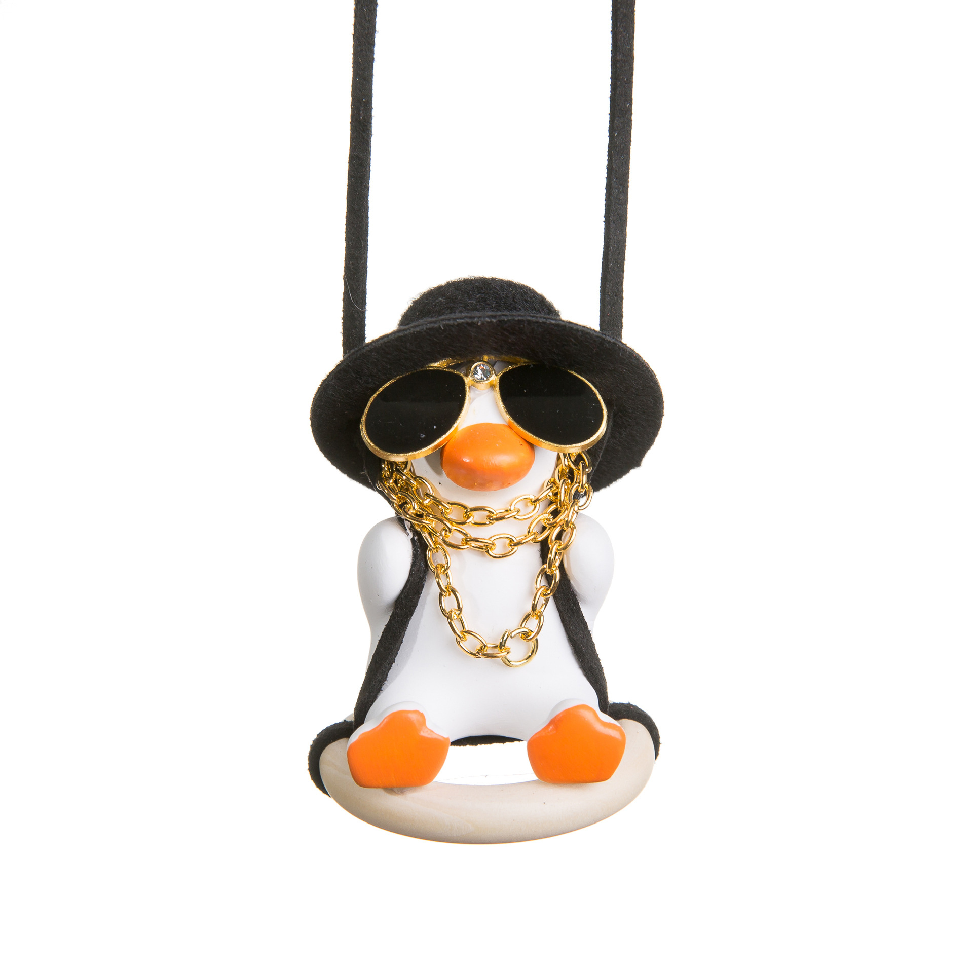 Swing Duck Pink Hat Duck Car Interior Pendant for Women, Popular Car Hanging Decoration for Rearview Mirror