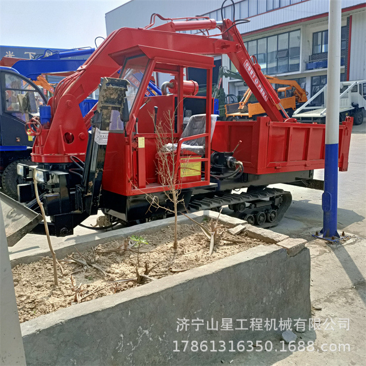 履带抓木机图片视频 工程履带随车抓 泥泞路面爪草机