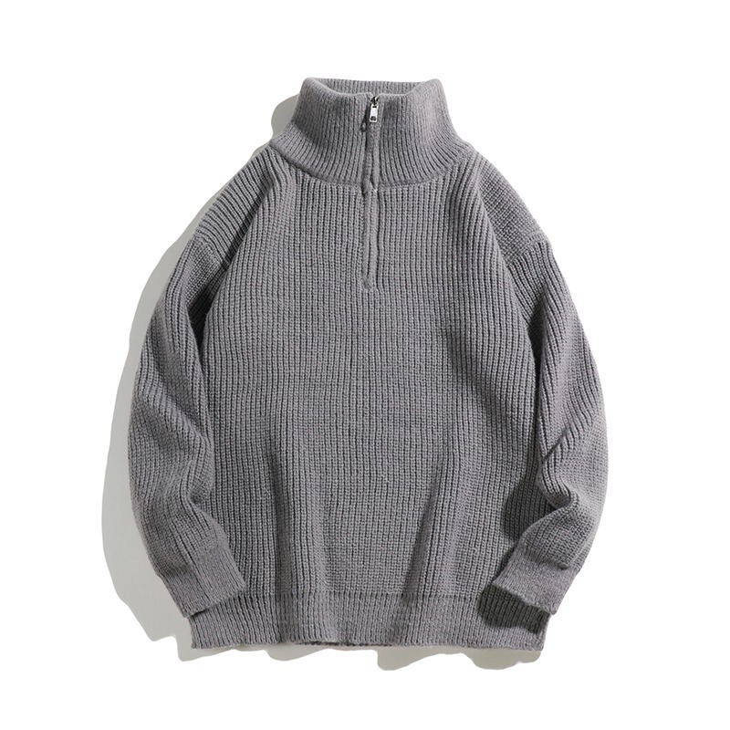 Autumn and Winter Half-Zip High Street Shirt Knitwear Men's Light Mature Handsome Versatile Knitwear Korean Style Top Turtleneck Jacket