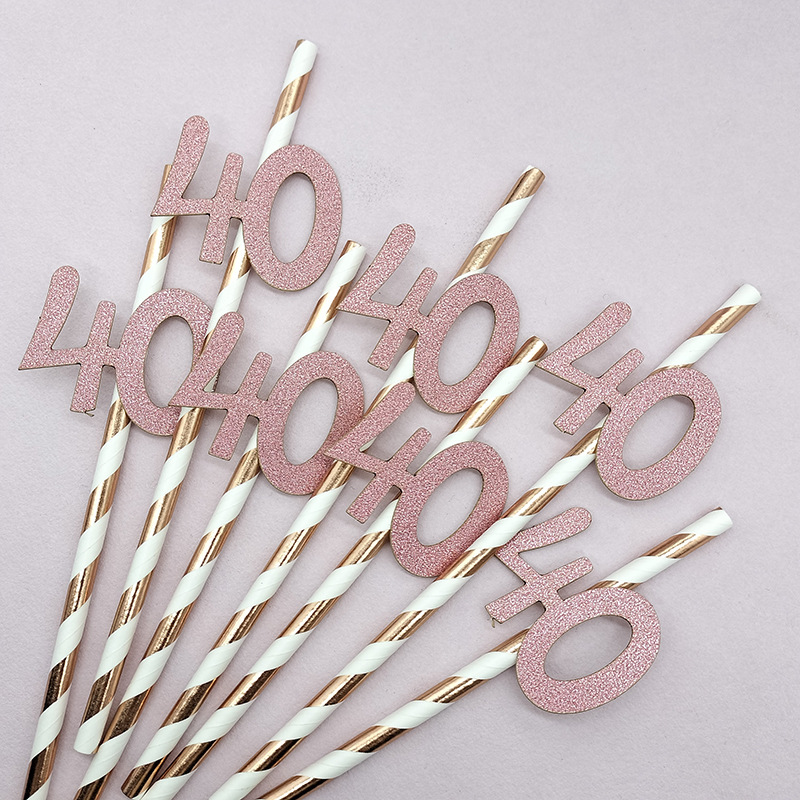 En stock tarjeta digital paja 30 40 50 60 cumpleaños fiesta postre pastel decoración papel paja