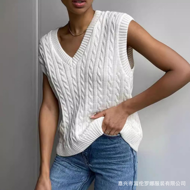 European and American High-End Knitted Vest for Women, Loose and Stylish Layered Top, Cross-Border British Style Pullover Vest