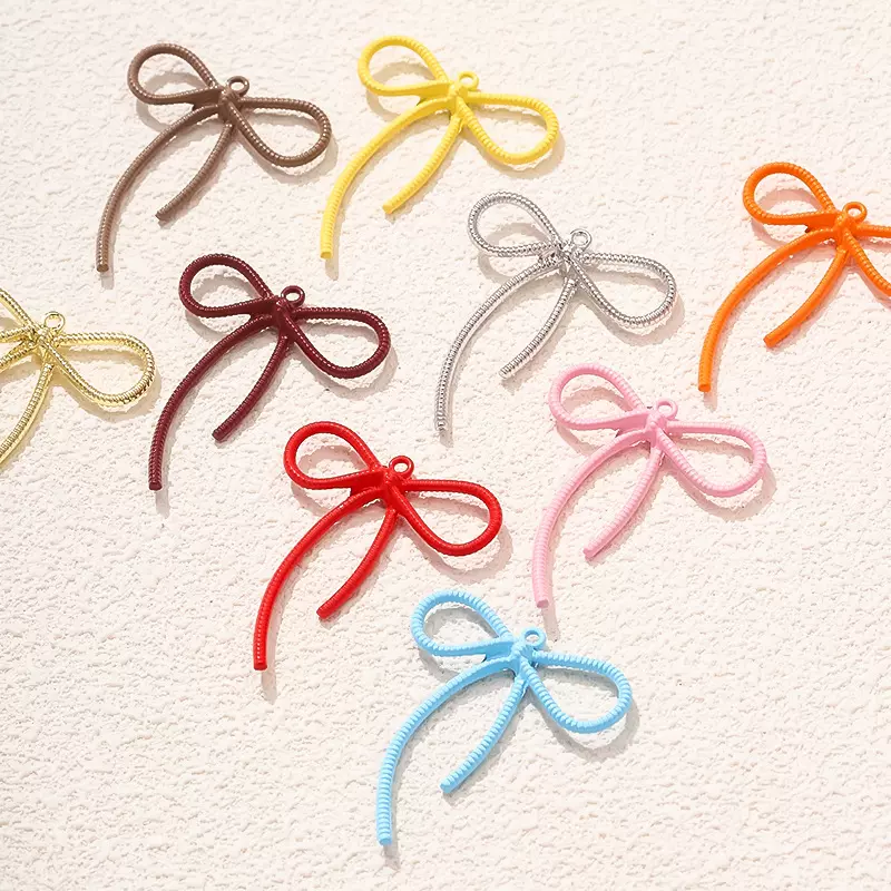 韩系新款时尚蝴蝶结合金吊坠挂件diy自制耳饰发饰项链配件材料