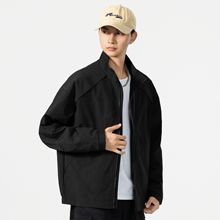 秋季男士外套工装休闲立领夹克宽松春秋男生上衣纯色百搭休闲百搭
