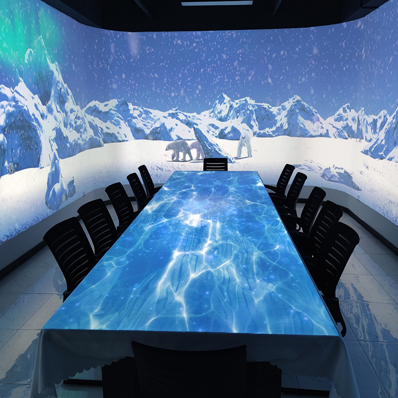 AR projector, holographic 3D wall and floor interactive projection, AR motion-sensing game, exhibition hall, scenic area corridor, 3D projector.