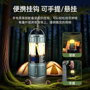 Cross-border 3-in-1 camping lantern, high-intensity flashlight, ambient light, outdoor direct-charging, multi-functional flashlight, camping lantern