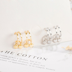 Double Heart Earrings French Light Luxury Small Cold Style Round Face Slimming High-end Design Earrings for Women 2022 New Arrival