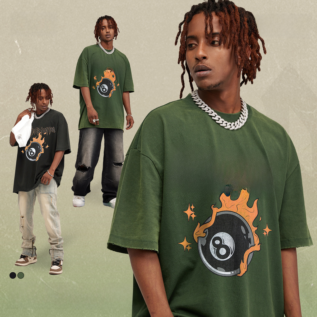 BE men's clothing 2025 autumn teenager loose trendy brand hand-painted dirtyfit graffiti niche wash long-sleeved T-shirt for men