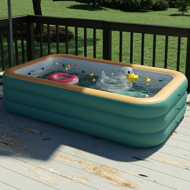 Nueva piscina inflable, baño plegable al aire libre para adultos con estampado azul y blanco grueso, piscina para bebés