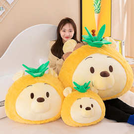 可爱菠萝维尼熊抱枕靠枕小熊暖手床上靠垫少女心超大噗噗熊批发