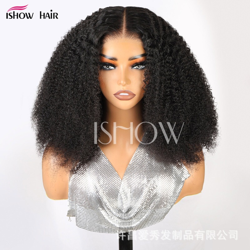 European and American Wigs 5*5 Glue-Free Wigs Kinky Curly Human Hair Lace Wigs Human Hair Wigs