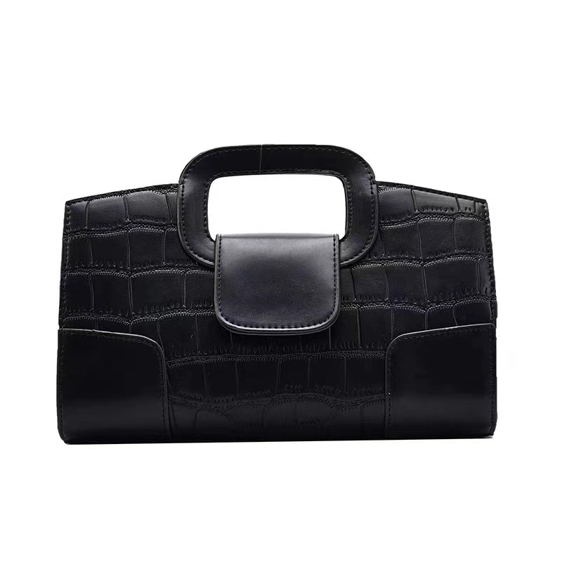 Women's Crocodile Pattern Evening Clutch Bag With Shoulder Chain_voghion.com